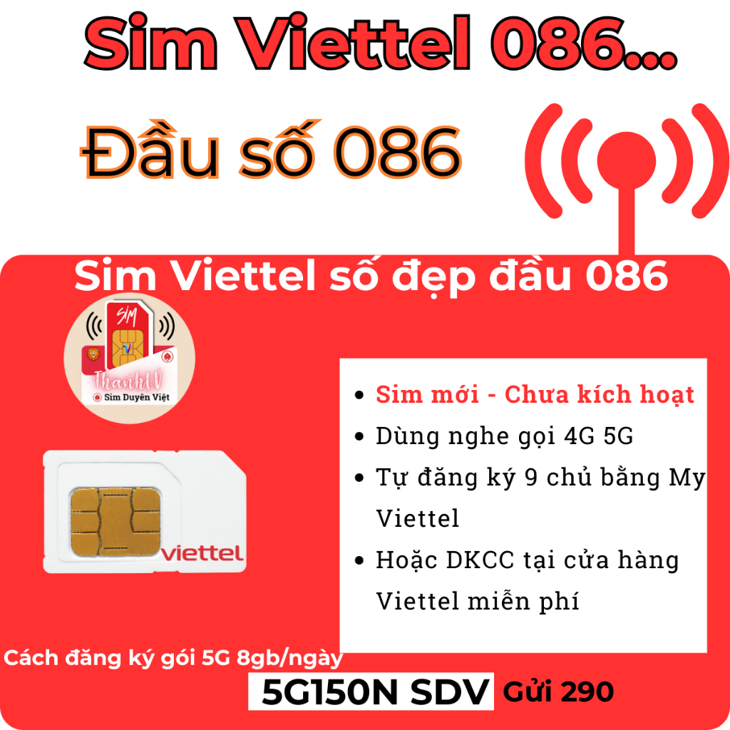 Sim Viettel Đầu Số 086 – SỐ ĐẸP 2 CẶP GÁNH | CHÍNH CHỦ – HỢP PHÁP – ĐĂNG KÝ DỄ DÀNG