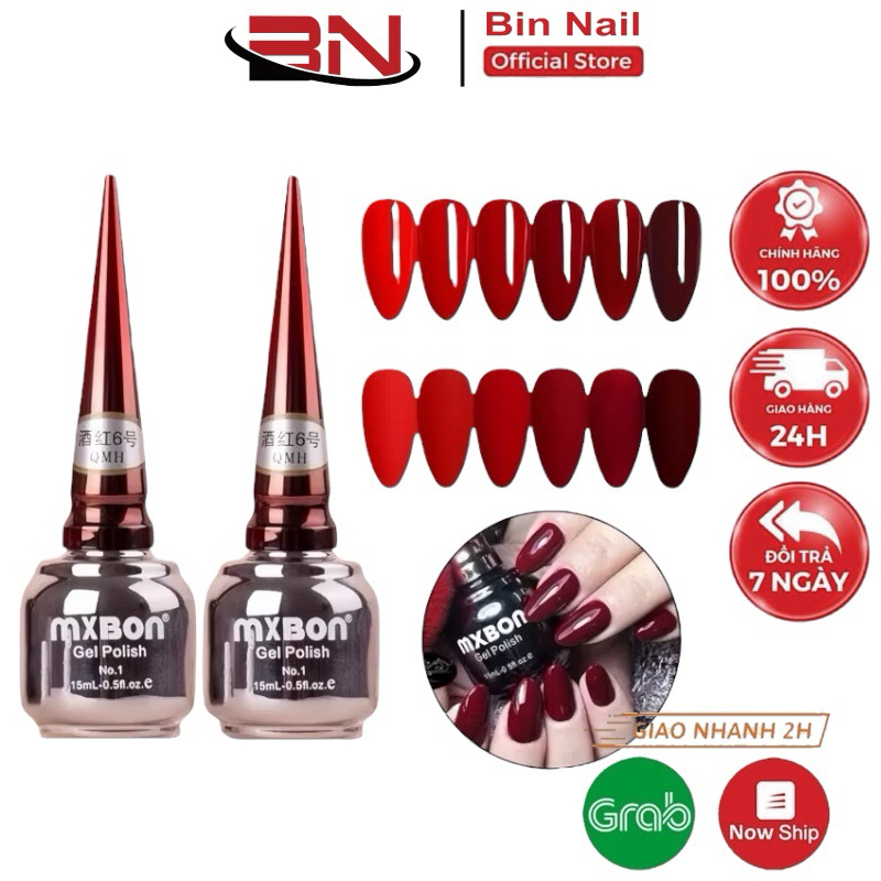 Sơn gel Mxbon tone đỏ 6 màu - Sơn móng tay gel đậm đặc lên màu chuẩn