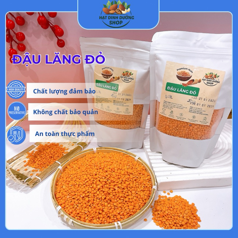 1Kg Đậu lăng đỏ hữu cơ - siêu thực phẩm dinh dưỡng cho mọi nhà