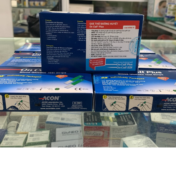 que thử đường huyết on call plus dạng vỉ 25 que