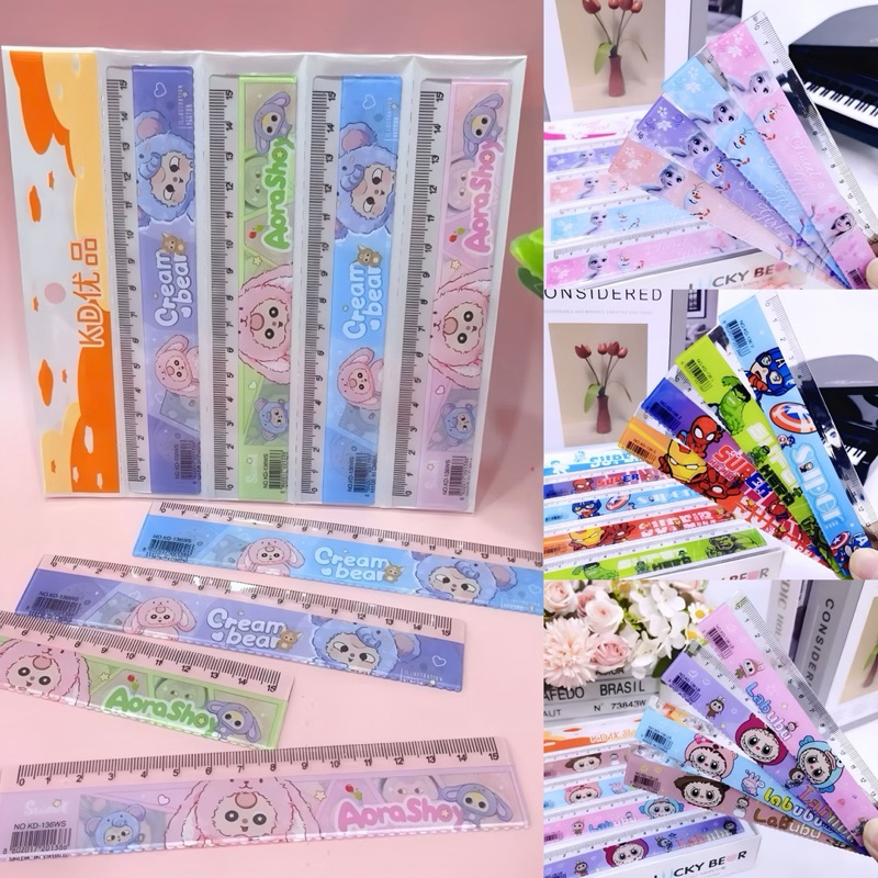 Thước Kẻ 15cm Hình Công Chúa, Siêu Nhân, Labubu dễ thương