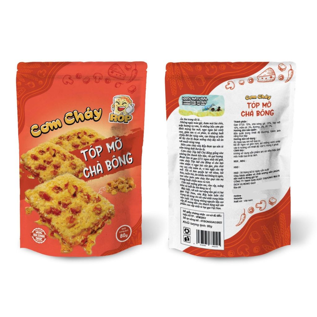 Cơm Cháy Tóp Mỡ Chà Bông - [RỐP] - Cay Mặn Giòn Ngon – Gói 80G – Gói 250G