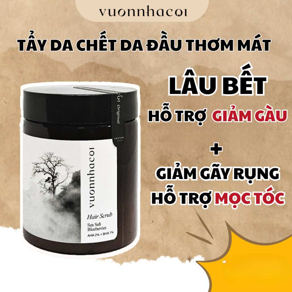 Tẩy tế bào chết da đầu tóc 1kg2 hỗ trợ sạch gàu lâu bết VƯỜN NHÀ CỘI tóc bồng bềnh