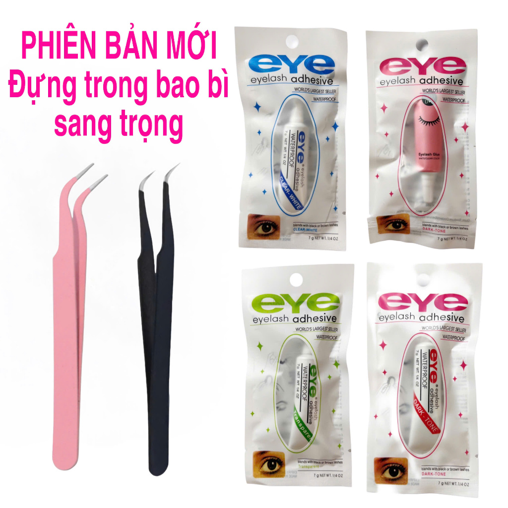 Keo dán lông mi giả EYE 4g và nhíp gắn mi giả bằng thép không gỉ