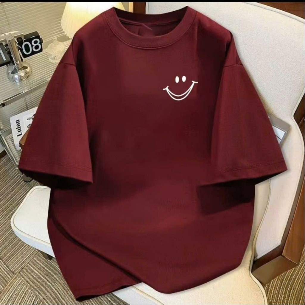 Áo Phông Form rộng tay lỡ chất cotton su- mặt cười in ngực