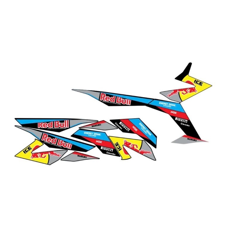 tem rời raider, satria red bull - DECAL RUBY