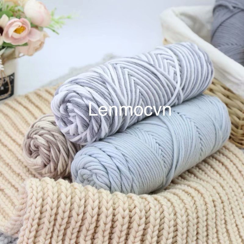 Len cotton love 100g, cuộn len cotton ống loại 1 đan khăn