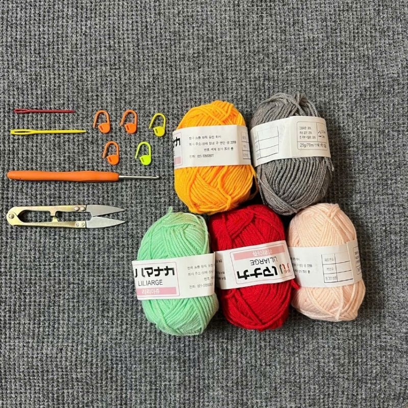 [Bông bán Len] Combo học móc len DIY cho người mới bắt đầu, đầy đủ dụng cụ