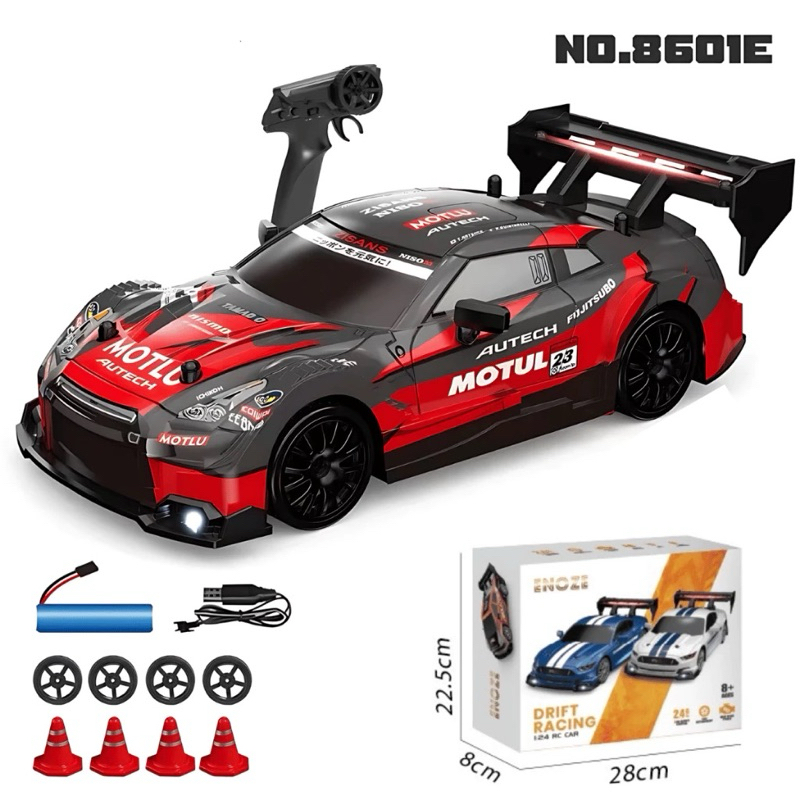 Xe Điều Khiển Từ Xa Drift,tỷ lệ 1/24, Tốc Độ Cao 30km/h 2 Cầu, 3 Đèn Led Siêu Sáng,No.8601