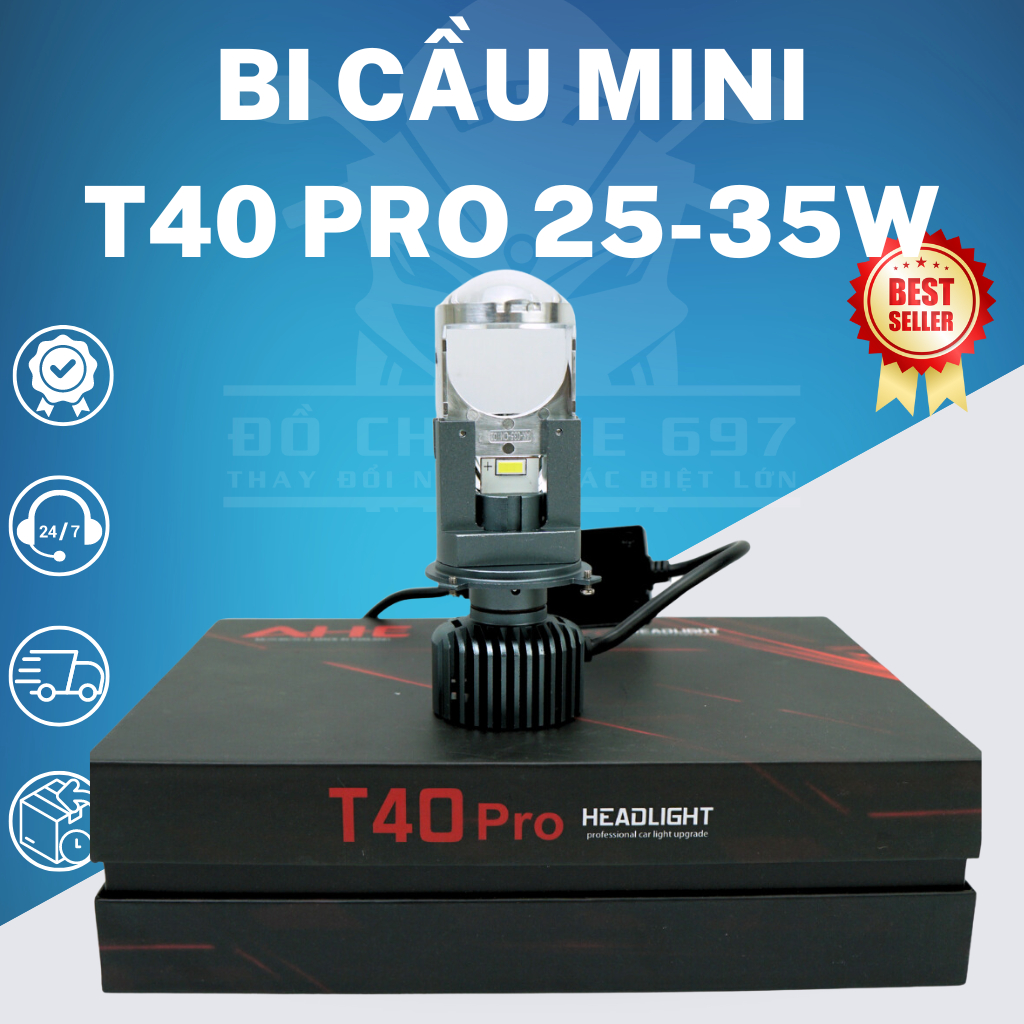 Đèn bi cầu T40 Pro bản Inverter bản 2026 mới nhất, công suất 25-35w. chân bóng H4 gắn các dòng xe. Bảo hành 12 tháng