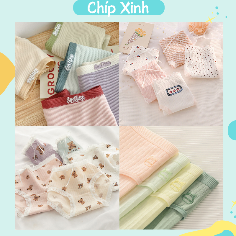 [Thanh lý-Combo 10 quần] Quần lót nữ cotton giao ngẫu nhiên hàng mới bị lỗi nhẹ Chíp xinh
