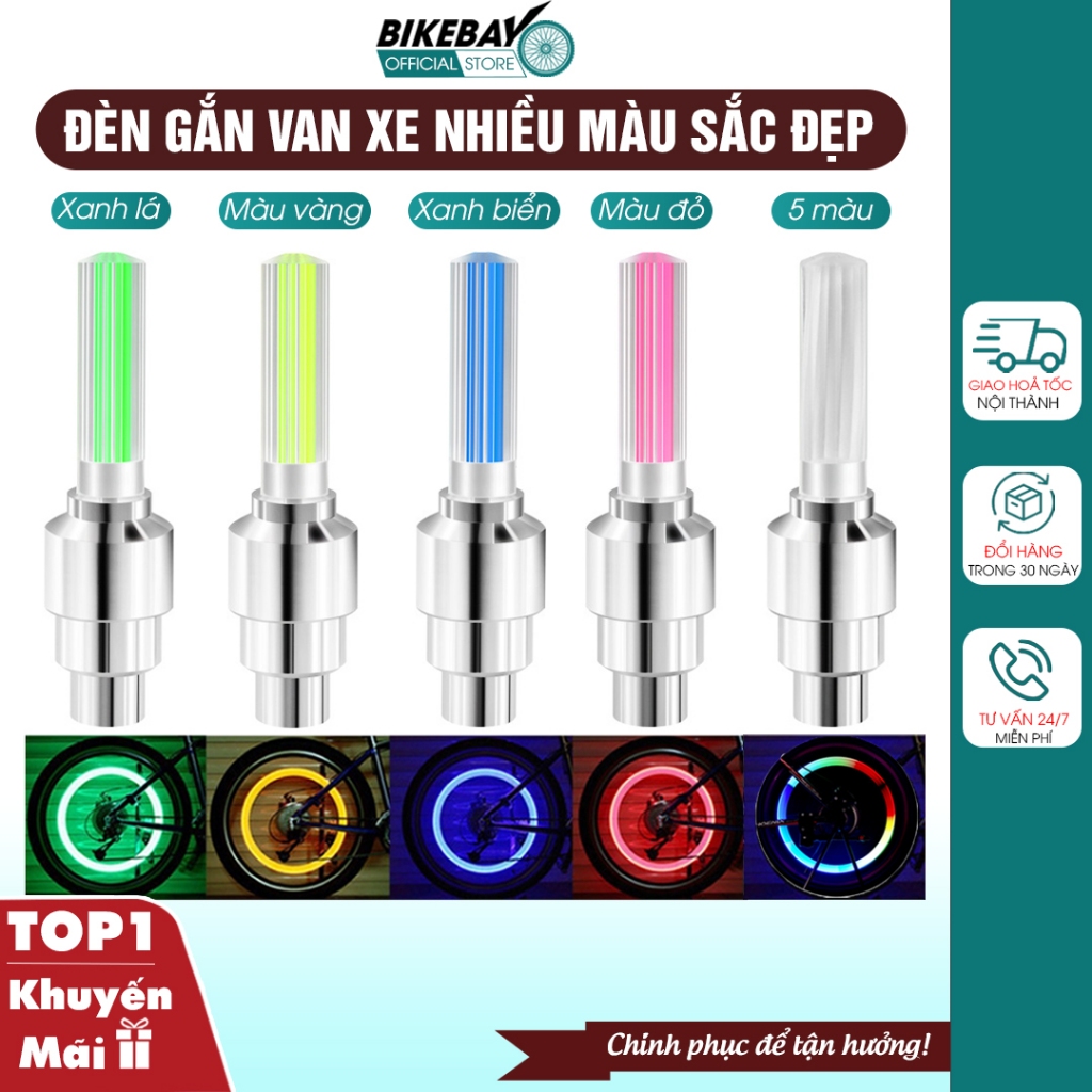 Đèn van xe đạp thể thao nhiều màu sắc, Đèn led gắn van xe đạp xe máy Bikebay Official Store - DV01