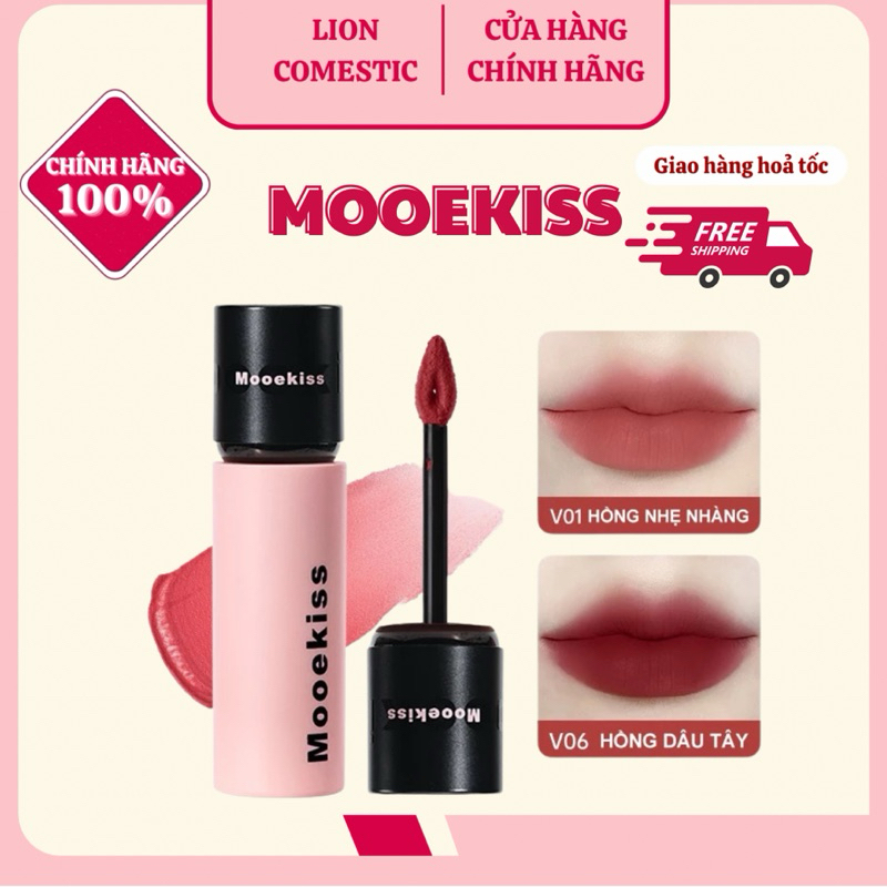 [Mooekiss] Son Mooekiss Sáng Da Chất Bùn Lì Mỏng Nhẹ Mềm Mịn Như Nhung Bền Màu 3g