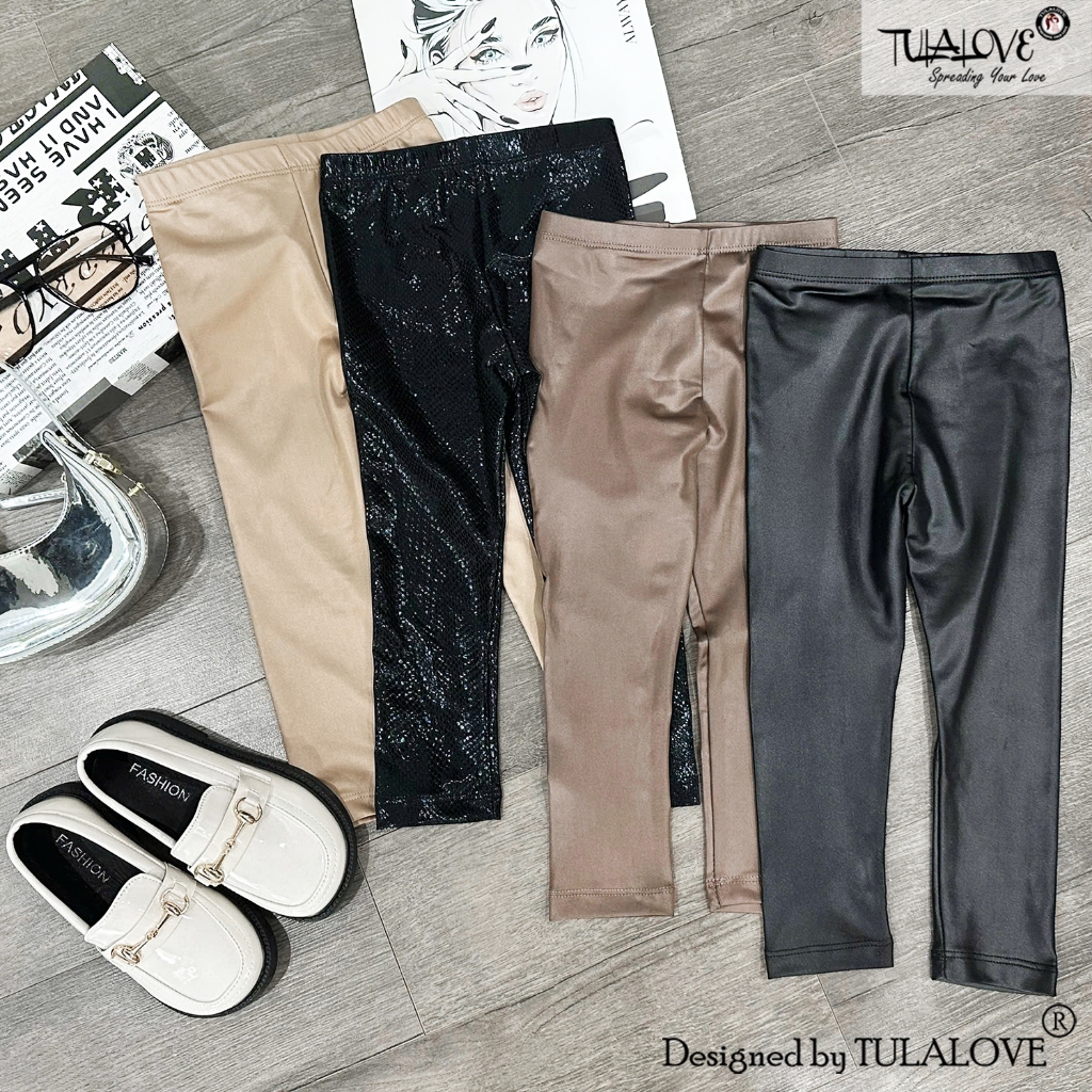 Quần Legging Dài Cho Bé Gái Vải Tráng Da Cực Sành Điệu, Quần Legging Dài Quần Cho Bé Gái Tulalove