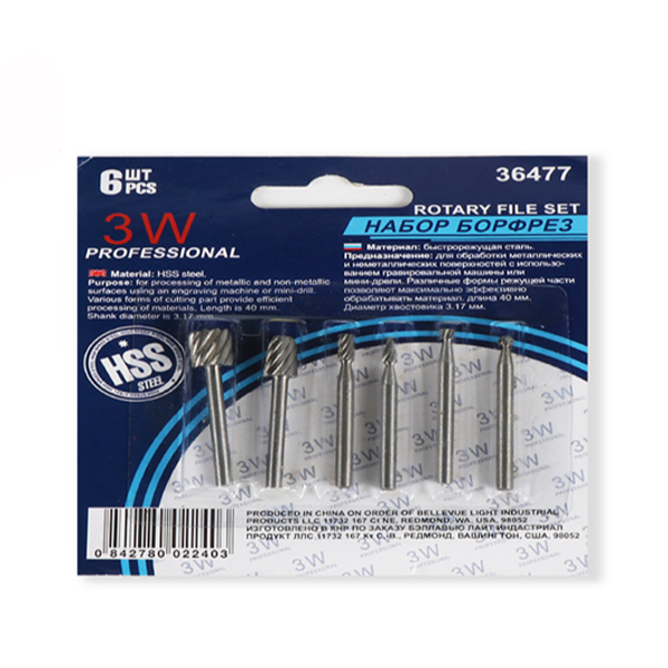 Dụng cụ khắc gỗ 6 mũi, trục 3.17mm, phay, đục đẽo tỉ mỉ, dùng cho máy khắc thông dụng