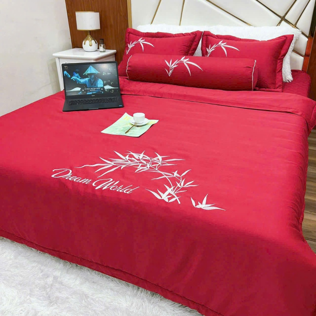 Bộ chăn ga phi lụa ,set 5 món