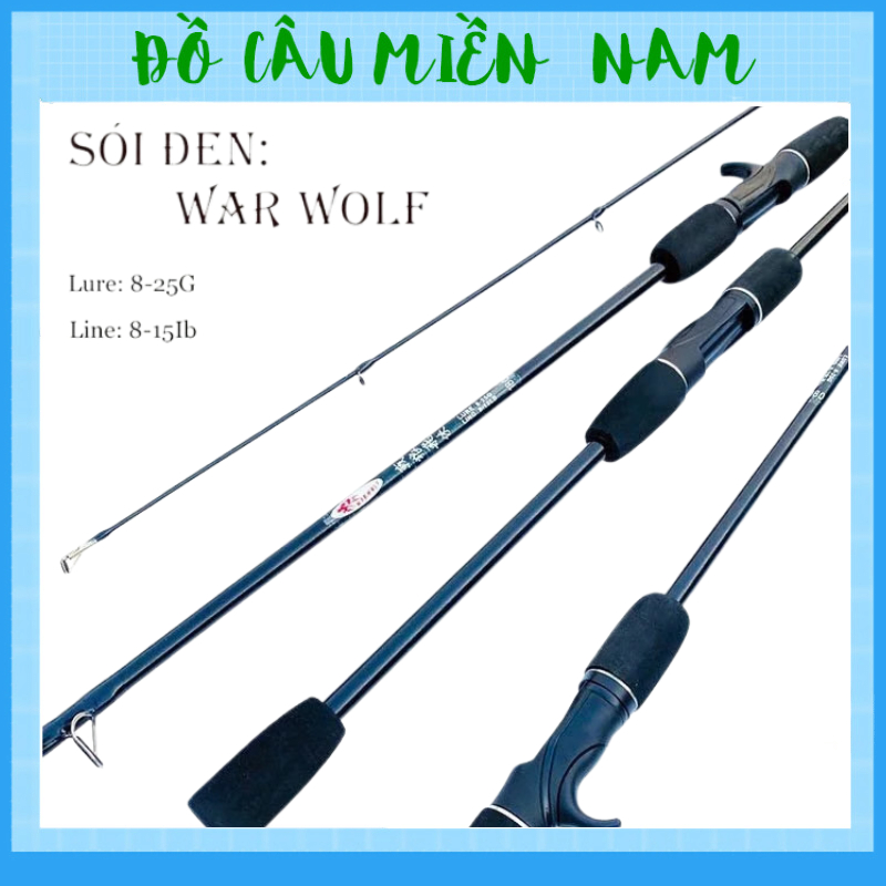 Cần câu máy, cần câu lure giá rẻ, cần câu cá Rise Spin sói đen chất liệu cacbon cao cấp