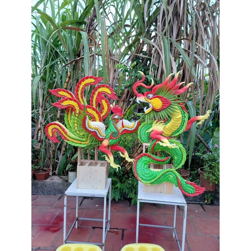 rồng Phượng thành phẩm nhựa 7 đuôi cao 1mét mốt🥰