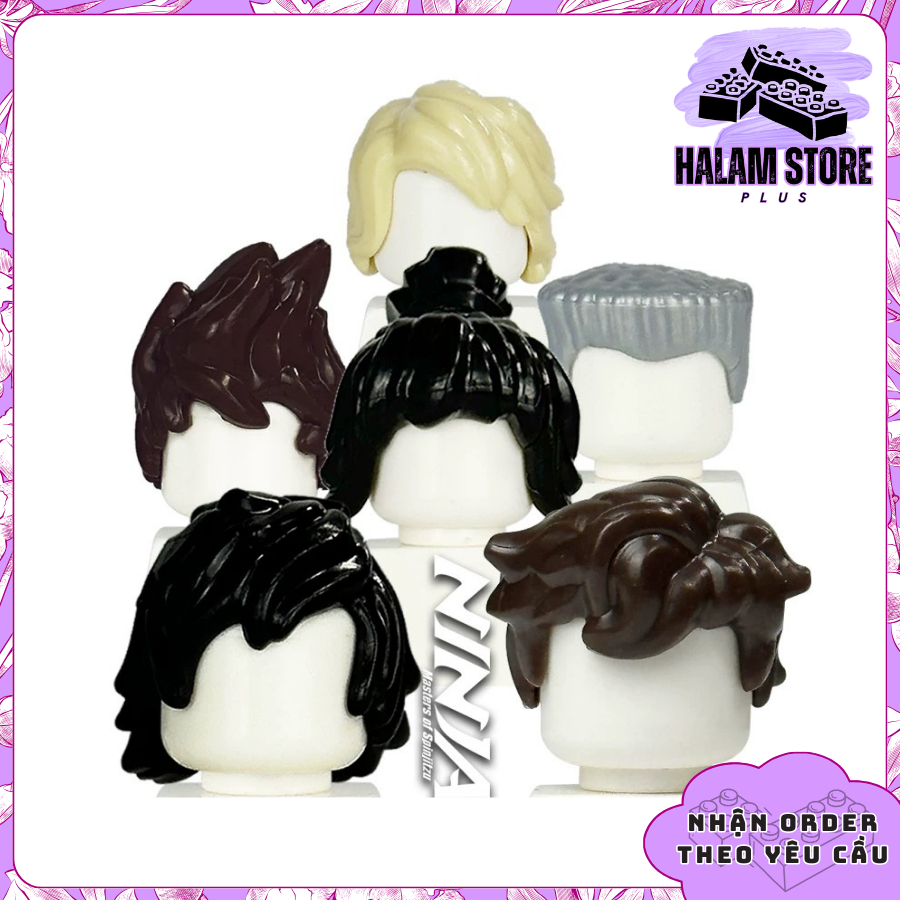 Phụ kiện đồ chơi lắp ráp tóc minifigures Ninjago - Bộ 6 mô hình tóc nhân vật ninja