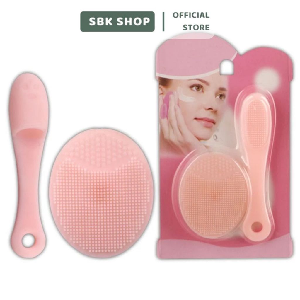 Cọ Rửa Mặt Silicon 2 Món