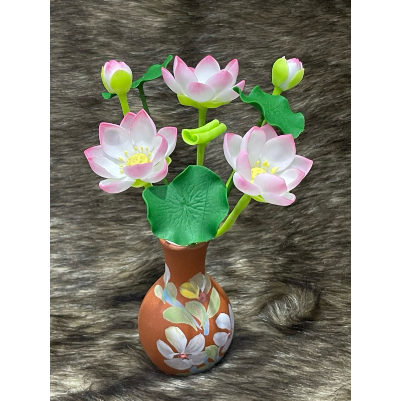 Bình hoa sen đất sét mini L