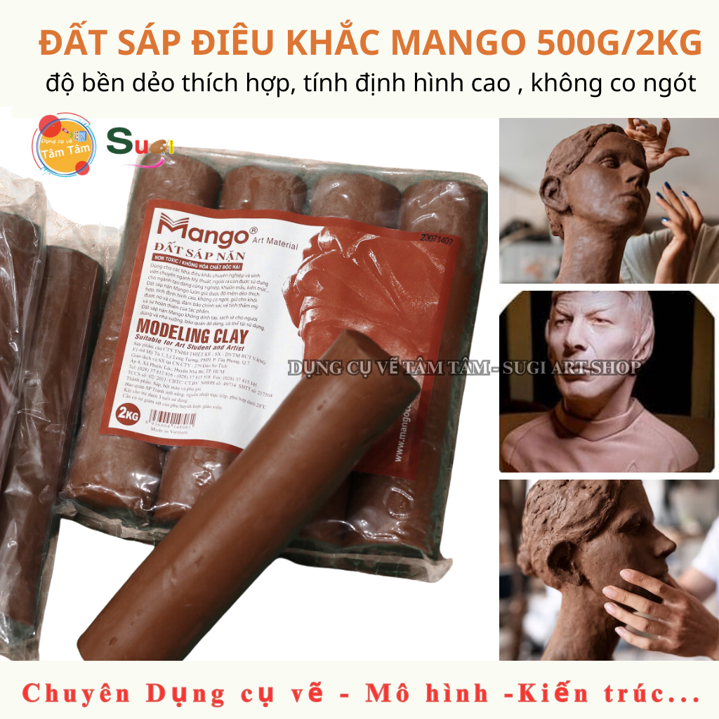 [ TÂM TÂM ] Đất sáp nặn điêu khắc Mango , Đất sét điêu khắc Mango, đất sáp nặn ( Bịch 2kg )