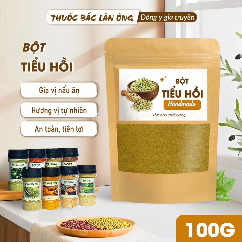 Bột tiểu hồi hương nguyên chất 100g, gia vị nấu phở, bột tẩm ướp thịt nướng, thơm ngon
