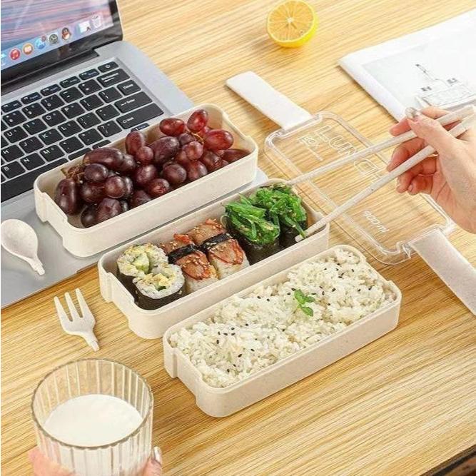 Hộp Cơm Lúa Mạch Pastel 3 Tầng Cao Cấp 900ml