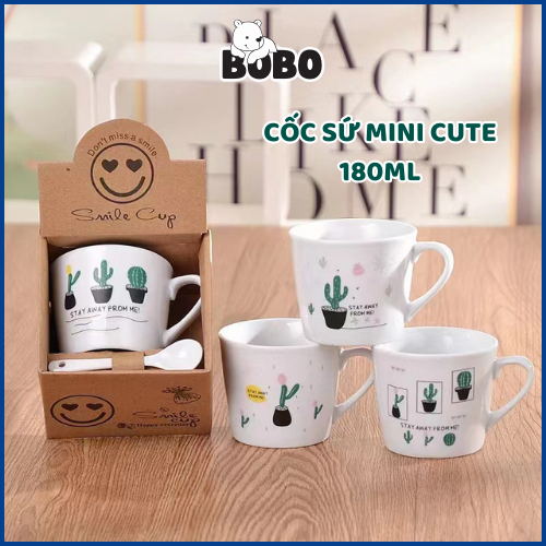 Ly sứ uống nước kèm thìa 180ml, Phong Cách Hàn Quốc, Làm Quà Tặng, Decor, Uống Trà, Cafe Siêu Xinh