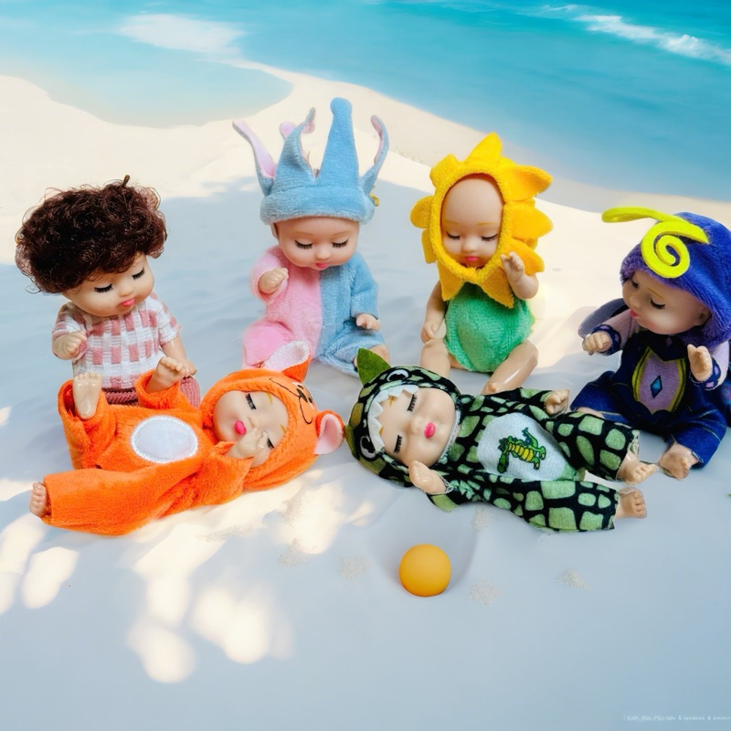 Búp Bê Ngủ Đông Mipan kích thước 11cm mặc trang phục thú vật và Combo 6 kèm đồ chơi Toy