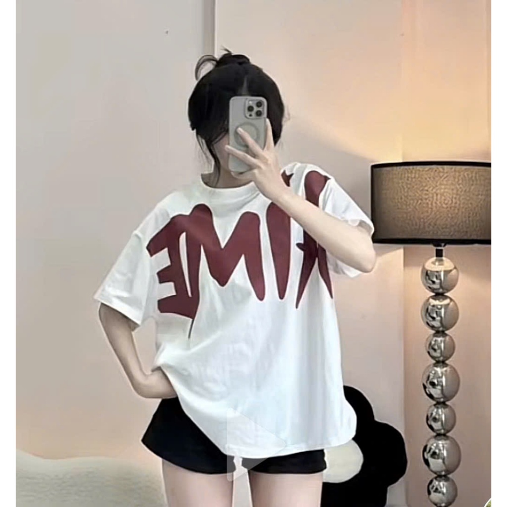 Áo Thun Nam Nữ MINH LONG in Chữ AIME, Áo Phông Form Rộng Tay Lỡ Cổ Tròn Top Women