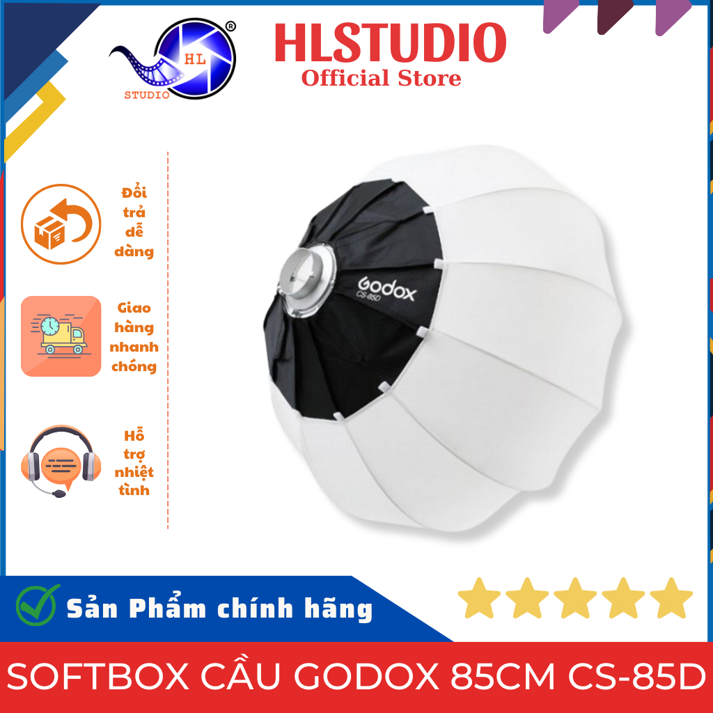 Softbox Cầu Godox 85cm CS-85D – HL Studio – Thiết Kế Thao Tác Nhanh, Ánh Sáng Tự Nhiên 360°