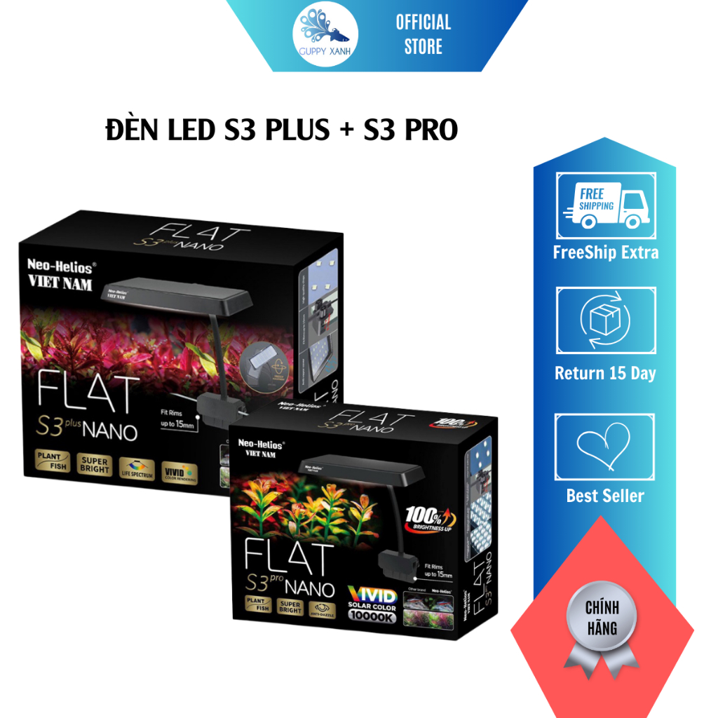 Đèn Led Neo Flat Nano S3 Plus + S3 Pro Natural Đỏ Cá Không Đỏ Nước mini - GuppyXanh
