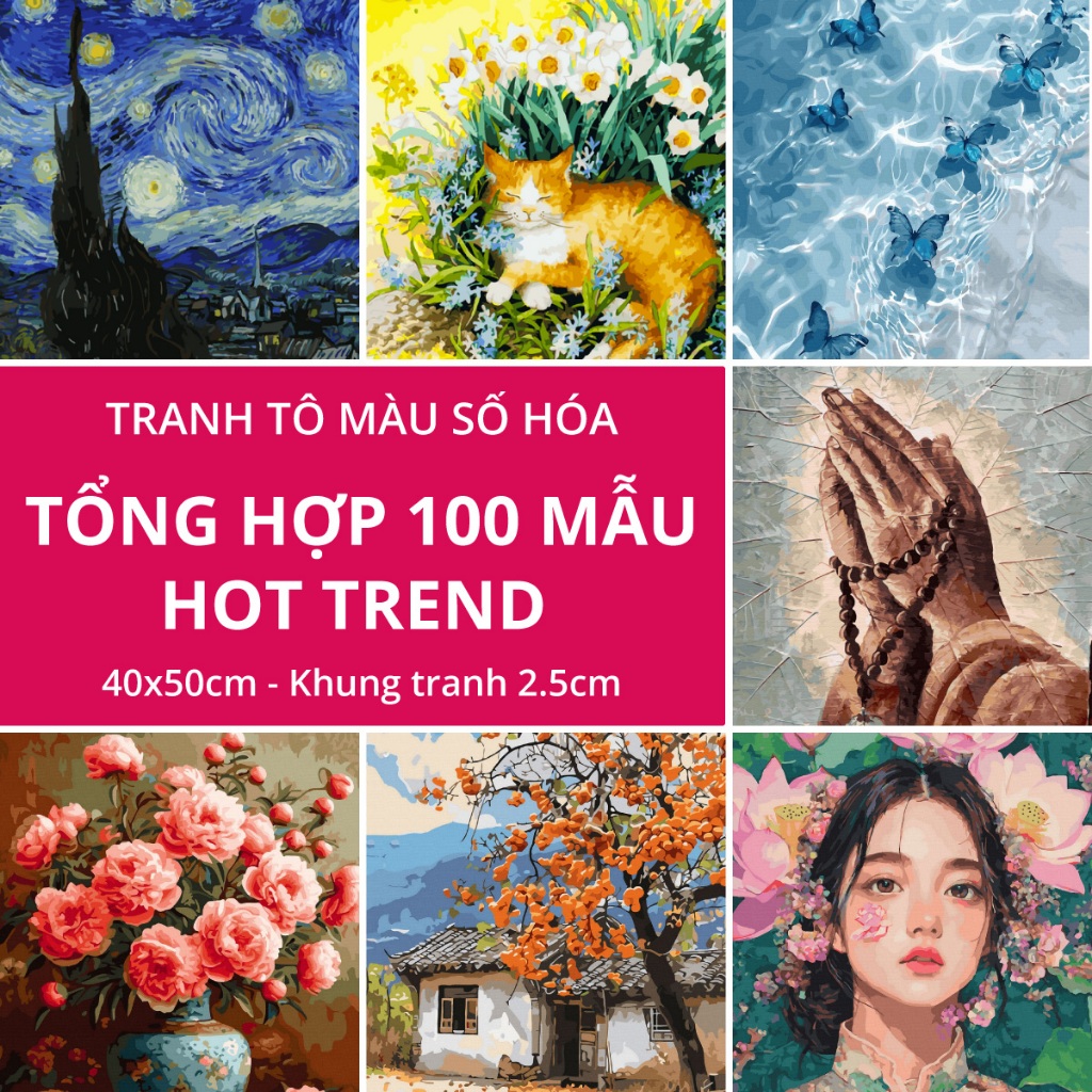 ✅[100 mẫu] Tranh số hóa Hot trend đã căng khung 40x50cm