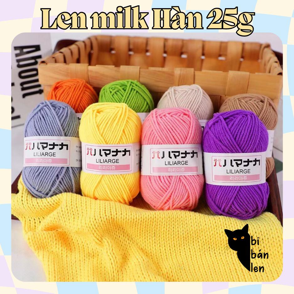 COMBO 5, 10 CUỘN LEN MILK COTTON HÀN QUỐC 25G, LEN BÔNG SỮA MỀM MỊN