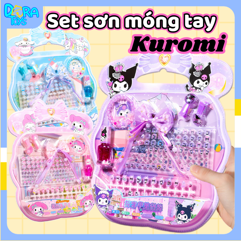 Đồ Chơi Set Sơn Móng Tay Dán Móng Tay Kuromi, Melody Hello Kitty Cho Bé Gái Kèm Nhiều Phụ Kiện Xinh Xắn An Toàn Khi Chơi