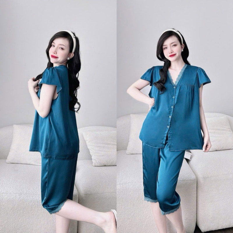 Đồ bộ Lửng Latin bigsize lụa phối ren cao cấp