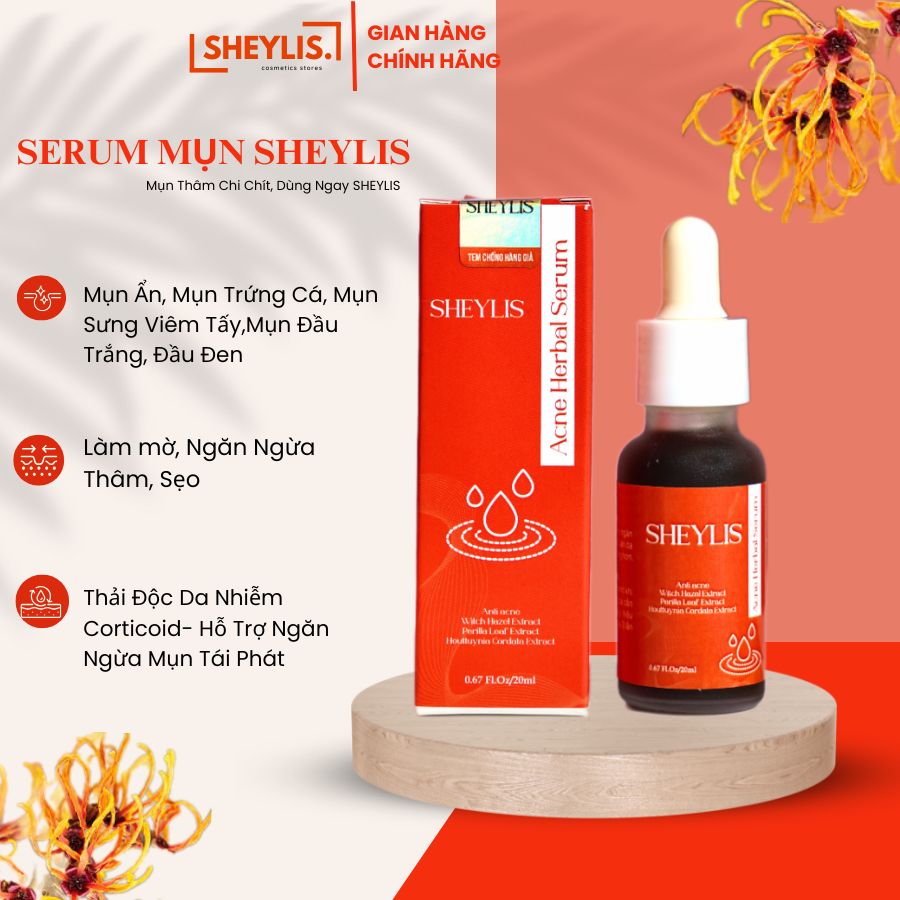 SERUM HỖ TRỢ GIẢM MỤN MỜ THÂM SHEYLIS - 20ml Nam Nữ làm đẹp da skincare