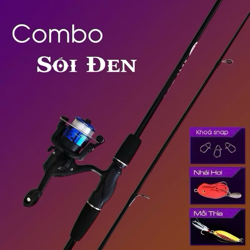Bộ Combo Cần Câu Lure Sói Đen Máy Đứng YF 200 Kèm Bộ Phụ Kiện Đầy Đủ Giá Rẻ, Học Sinh 1m65 1m8 2m1 Bảo Fishing