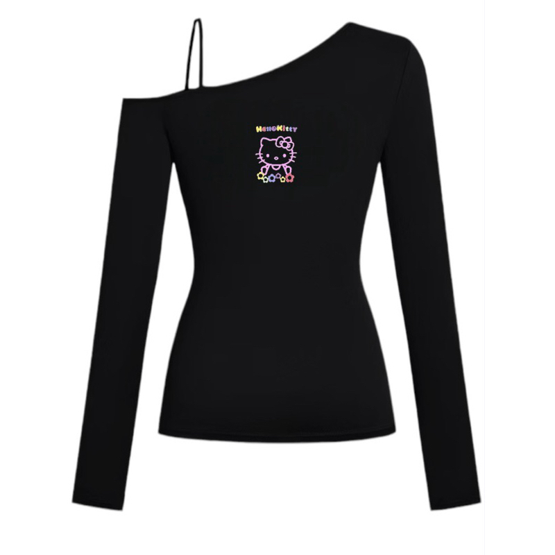 Áo lệch vai tay dài sanrio kitty (sẵn hàng)