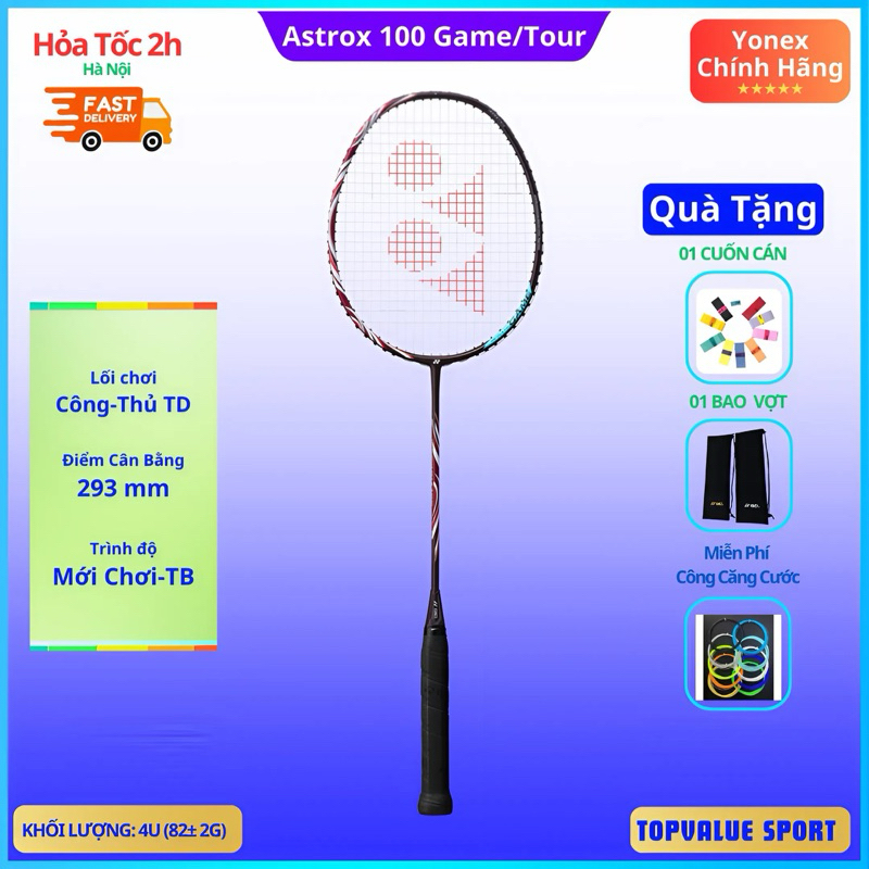 Vợt cầu lông Yonex Astrox 100 Game / Tour chính hãng (có phiếu bh công ty Sunrise), căng cước chính hãng theo yêu cầu
