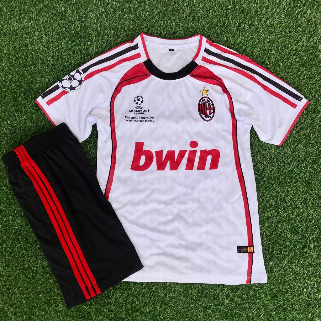 [AC-T01] in tên số áo theo yêu cầu - Bộ đá bóng - Bộ quần áo AC M**n màu trắng - Hàng thun lạnh loại 1