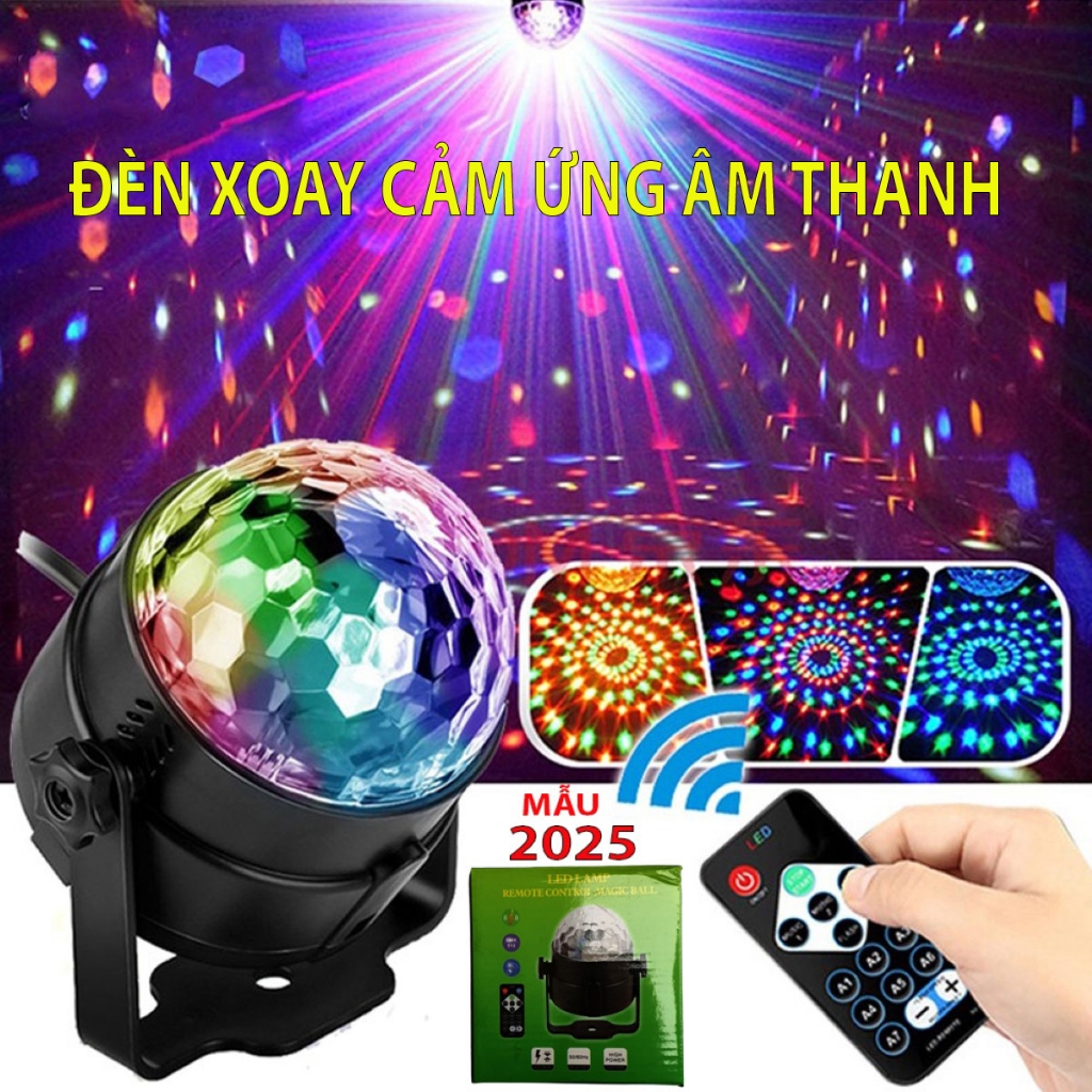 Đèn vũ trường xoay 7 màu cảm ứng nhạc ,Đèn Led Xoay Trang Trí 7 Màu Cảm Ứng Xoay Theo Nhạc, Đèn Led Xoay Vũ Trường, Bar,
