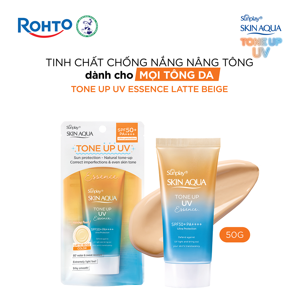 Kem chống nắng nâng tông mọi tông da, dạng tinh chất Sunplay Skin Aqua Tone Up UV Essence Latte Beige SPF 50+ PA++++ 50g
