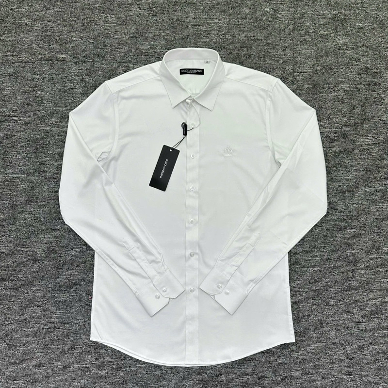 Áo sơ mi dài tay DG logo vương miện thêu ngực basic (Hàng chuẩn QCCC)