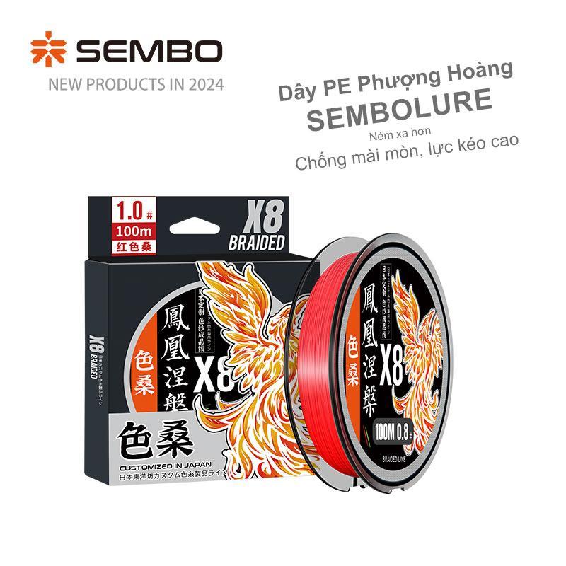 SEMBOLURE dây PE Phượng Hoàng đỏ X8 không phai màu nguyên liệu nhập khẩu Ngật Bản đường kính tiêu chuẩn, dây PE câu cá l