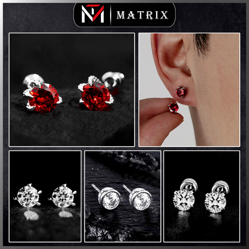 Khuyên Tai Titan Unisex Pha Lê – Bông Tai Nam Nữ Đính Nụ Đá – Phụ Kiện Thời Trang Hiphop Matrix