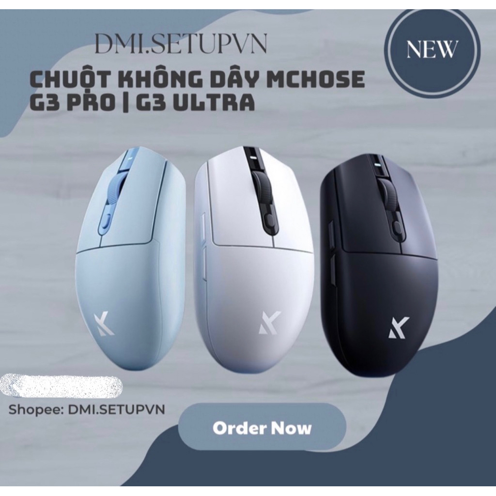 🔥 [HOẢ TỐC] CHUỘT KHÔNG DÂY MCHOSE G3 | G3 PRO | G3 ULTRA | 3 MODE | PAW3395 | TỐI ĐA 8K POLLING RATE