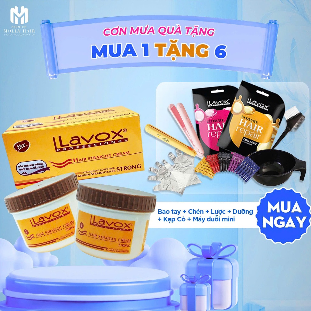 Thuốc duỗi thẳng tóc Lavox 280ml/2 hộp (kèm ảnh chụp thât+ video hướng dẫn) HÀNG CHÍNH HÃNG