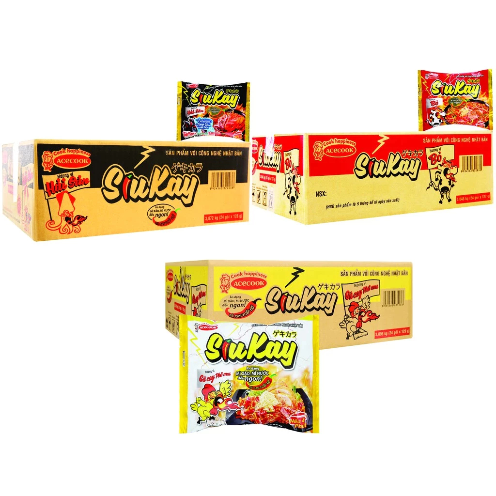 Combo 12 Gói - Thùng Mì SiuKay Acecook 24 Gói x127g Siêu Cay